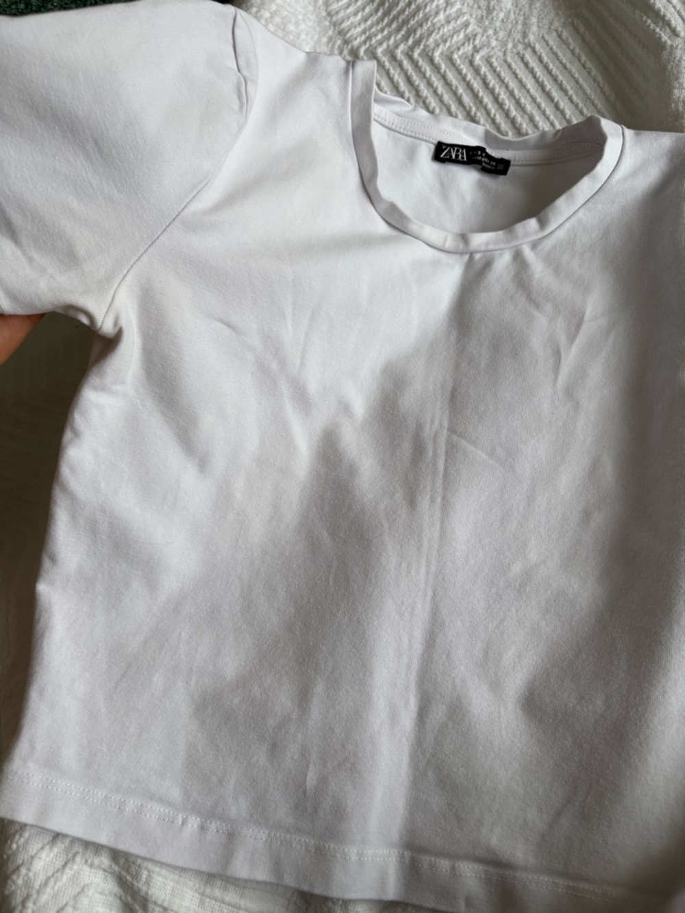 Zara White Crewneck Crop Top